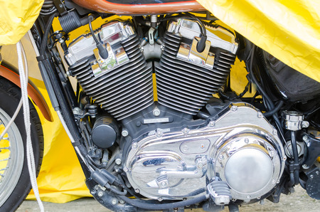 Motorcycle engine close-up detail background .
