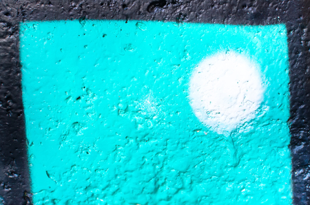 art blue and white circle paint extra deep color pattern background and black border .の写真素材