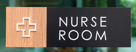 Nurse room sign on a Glass wallの写真素材