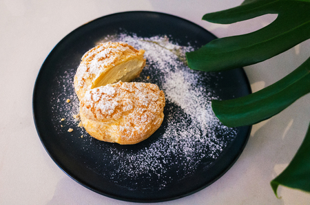 Creampuffs or Profiteroles or Choux Cream.の写真素材