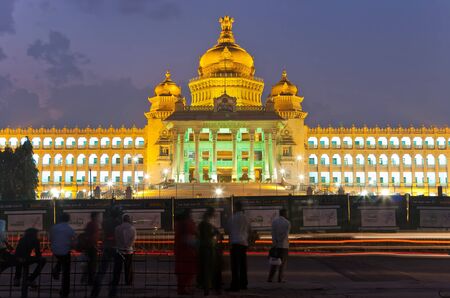 BANGALORE ,INDIA - February 20 : Vidhana Soudha glowing at night on saturday February 20,2011...