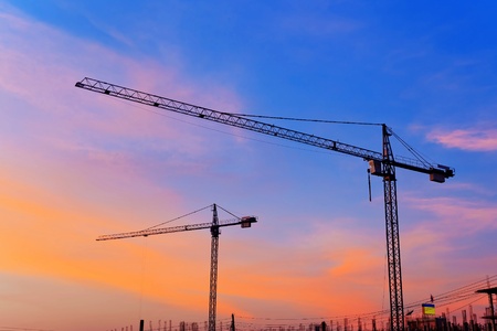 Construction Site at Duskの写真素材