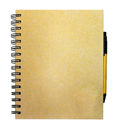 recycled paper notebook and pen which the body made from recycle paperの写真素材