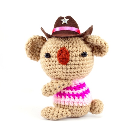 knitting bear wear cowboy hatの写真素材