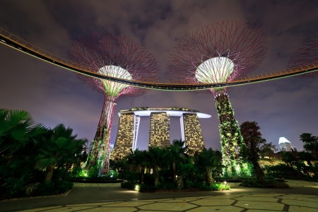 SINGAPORE - APRIL 14 : Nightscape of The Supertree at Gardens by the Bay on April 14, 2013 Singapore. This is a strategy to transform Singapore from a のeditorial素材