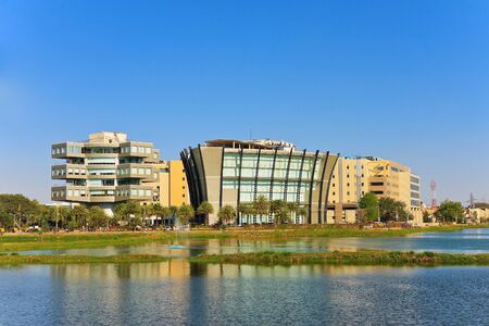 BANGALORE KARNATAKA INDIA MARCH 3 : Bagmane Tech Park is a software technology park in India equipped with all modern class facilities and is surrounded by a lake near the entrance. On March 3,2011 Bangalore, Karnataka, Indiaのeditorial素材