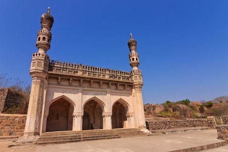 old ruin masjid at Golkonda Fort, Hyderabad Indiaの写真素材