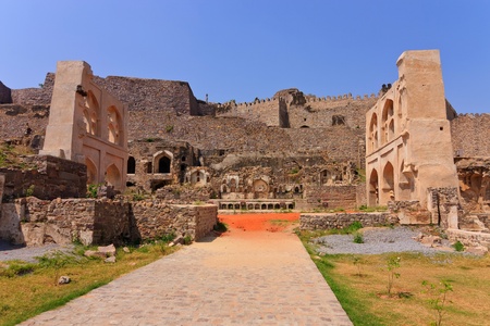 old ruin city of Golkonda Fort, Hyderabad Indiaの写真素材