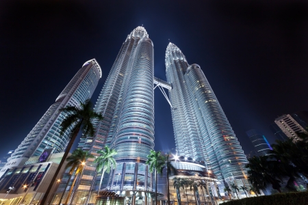 KUALA LUMPUR, MALAYSIA - APRIL 13: Nightscape of Petronas Twin Towers on April 13, 2013 in Kuala Lumpur Malaysia. Petronas Twin Towers were the tallest buildings (452m) in the world during 1998-2004のeditorial素材