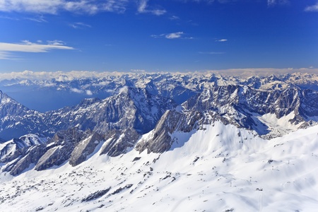 alpine alps view from Zugspitze top of Germanyの写真素材