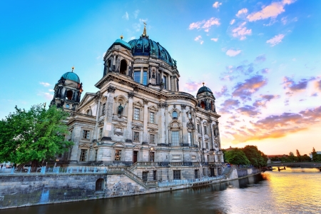 sunset at Berlin Cathedral  Berliner Dom  Berlin, Germanyの写真素材