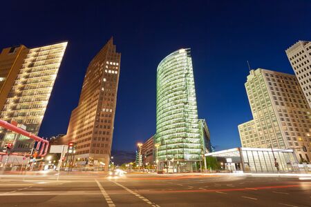 night view of the Potsdamer Platz intersection, Berlin, Germanyのeditorial素材