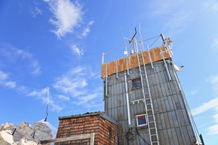 weather station at Zugspitze top of Germanyの写真素材