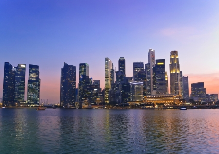 sunset at Marina Bay and Singapore skylineのeditorial素材