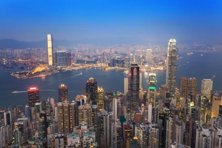 Hong Kong city skyline view from Victoria Peak