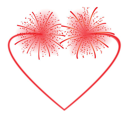 heart shape fireworksのイラスト素材