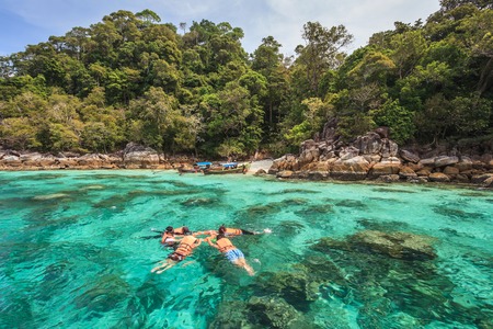 snorkel diving at Koh Lipe of Andaman sea, Thailandの写真素材