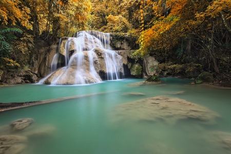 Waterfall, Kanchanaburi, Thailandの写真素材