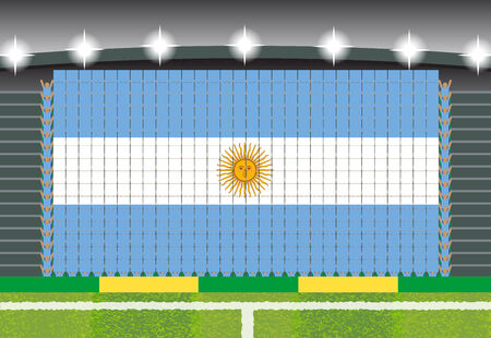 football fan cheering stadium transform into Argentina flagのイラスト素材
