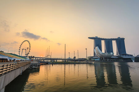 Singapore city skyline when sunriseのeditorial素材