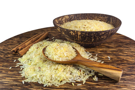 Rice collection isolated on whte backgroundの写真素材