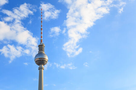 "Fernsehturm" or Berlin TV tower with sky copy spaceのeditorial素材