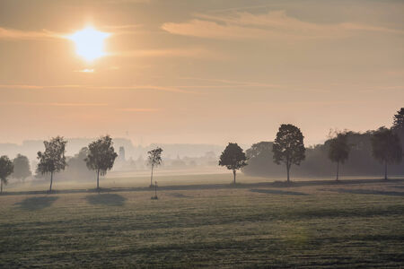Bavaria morning landscape view from Germany trainのeditorial素材