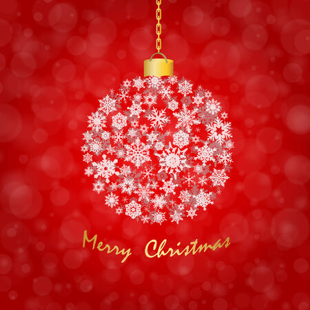 snowflake christmas ball on red tone backgroundのイラスト素材