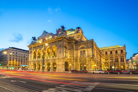 State Opera at night - Vienna - Austriaのeditorial素材