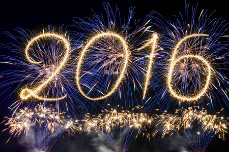 Sparkle fireworks text 2016の写真素材