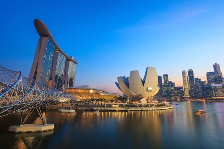 Singapore city skyline view at Marina Bayのeditorial素材