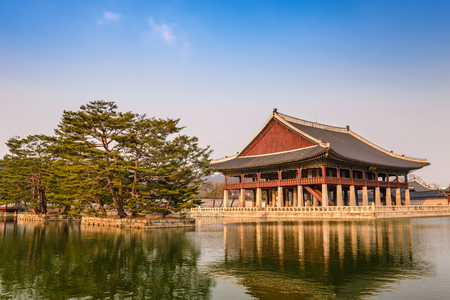 Gyeonghoeru Pavilion at Gyeongbokgung Palace, Seoul, South Koreaのeditorial素材