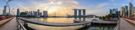 Singapore panorama city skyline when sunrise, Marina Bay, Singaporeのeditorial素材