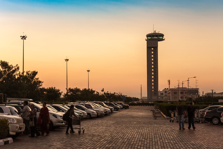 BANGALORE, INDIA - JANUARY 8, 2011 : Sunset at Bangalore Kempegowda International Airport, Bangalore, Indiaのeditorial素材