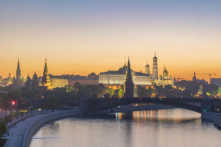 Moscow sunrise city skyline at Kremlin Palace Red Square and Moscow River, Moscow, Russiaのeditorial素材