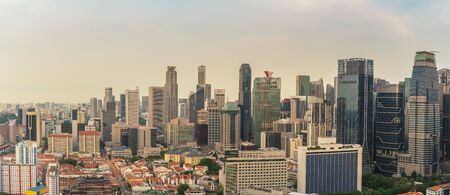 Singapore high angle view panorama city skyline at Singapore business district