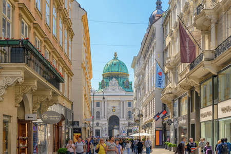Vienna, Austria - May 18, 2019: Vienna Austria city skyline at Graben and Kohlmarkt shopping streetのeditorial素材