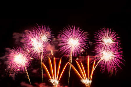 Real Fireworks display celebration, Colorful New Year Firework