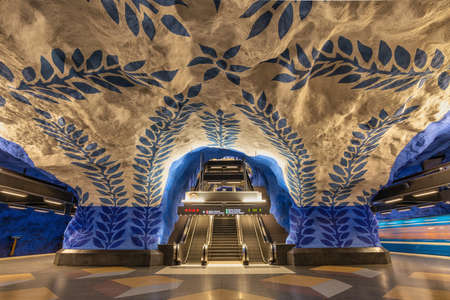 Stockholm, Sweden - April 9, 2018: Stockholm Sweden at T-Centralen Metro Stationのeditorial素材