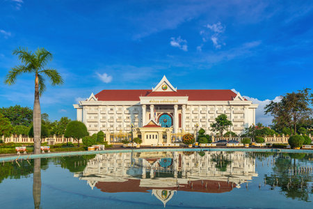 Vientiane, Laos - October 13, 2018 : city skyline at office of the Prime Minister in Vientianeのeditorial素材