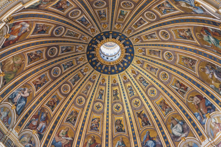 Rome, Vatican, Italy - June 21, 2015: Rome Vatican Italy architecture inside St. Peter's Basilica Domeのeditorial素材