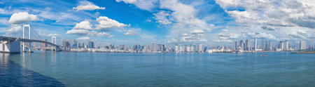 Tokyo Japan, panorama city skyline at Odaiba Rainbow Bridge and tokyo cityscapeの写真素材