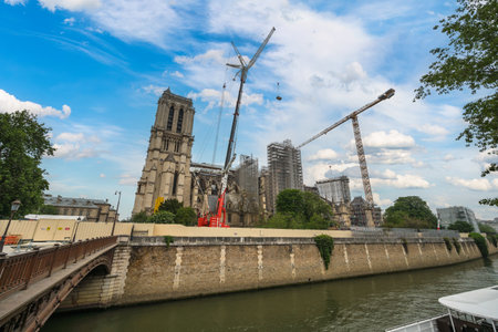 Paris, France - May 15, 2023: restoration site of Notre Dame de Paris Cathedralのeditorial素材