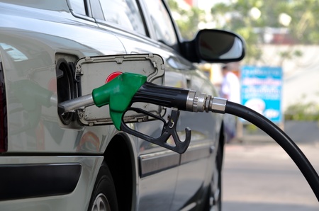 car refueling gassoline in gas-station Bangkok, Thailandの写真素材