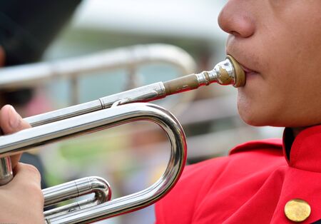 the musician playing trumpetのeditorial素材