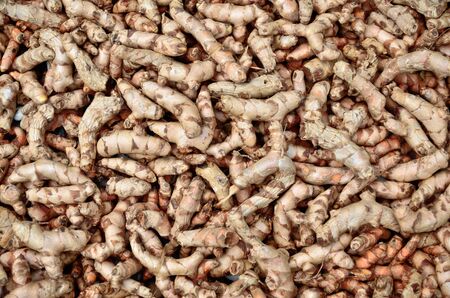 a lot of ginger in basket close upの写真素材