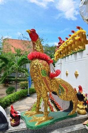 Chicken statue in temple of Thailandのeditorial素材