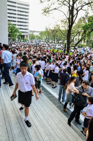 BANGKOK,THAILAND â March 18: Over 4,200 of Grade 6 student come to Julalungkorn University to challenge entrance exam to the Satitpatumwan School, the best school in Thailand . March 18, 2012 in Bangkok.のeditorial素材