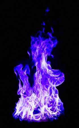 perfect blue fire on black backgroundの写真素材