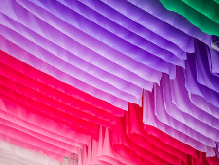 Colorful strips fabric in a row, background conceptの写真素材